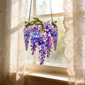 Wisteria Suncatcher Acrylic Floral Window Hanging Botanical Home Decor Art