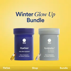 Ritual's Winter Glow Up Bundle | Synbiotic+ Probiotic, Prebiotic, Postbiotic, 3-in-1 Supplement for Gut Health and Digestive Support + HyaCera Skin Hyaluronic Acid Supplement for Wrinkle Support