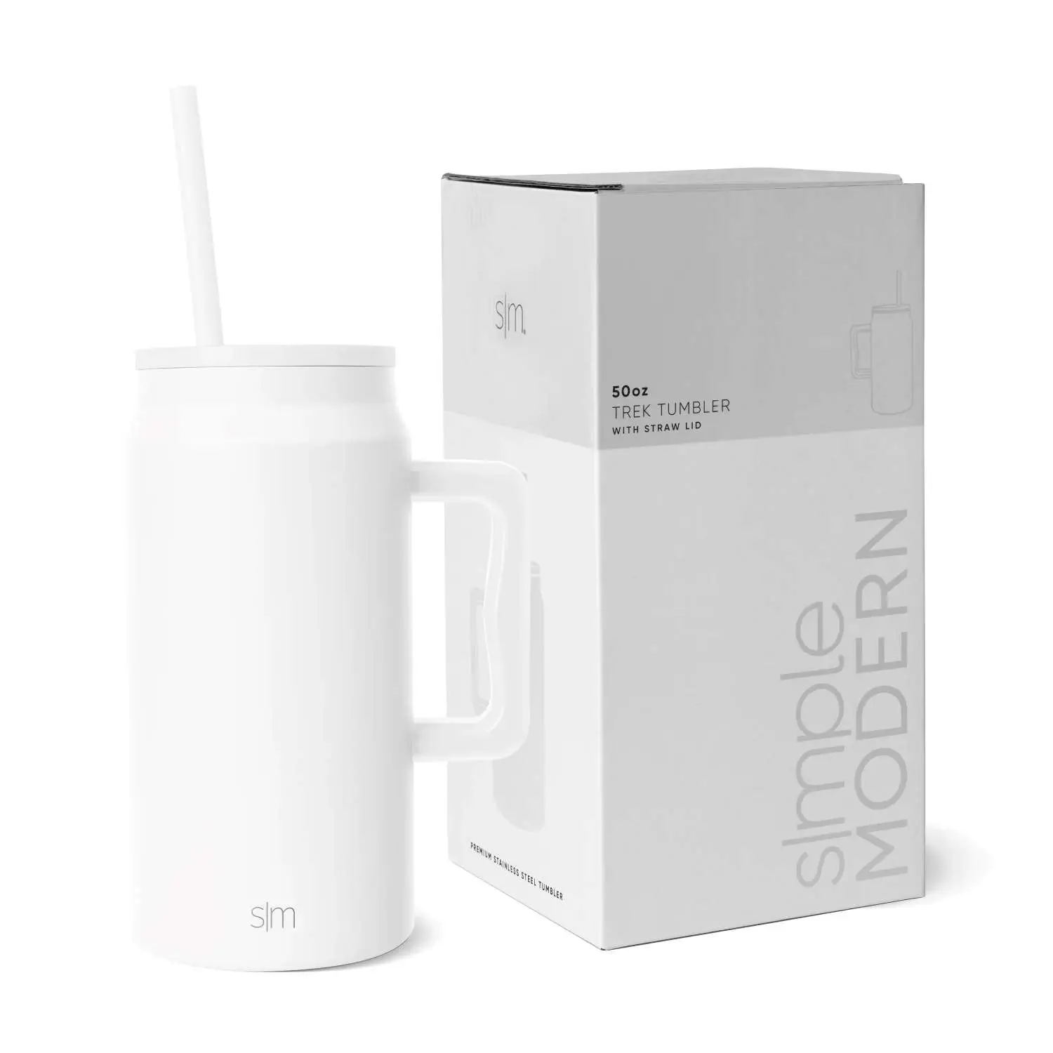 Simple Modern 50 fl oz Insulated Stainless Steel Trek Tumbler with Straw Lid - Winter White