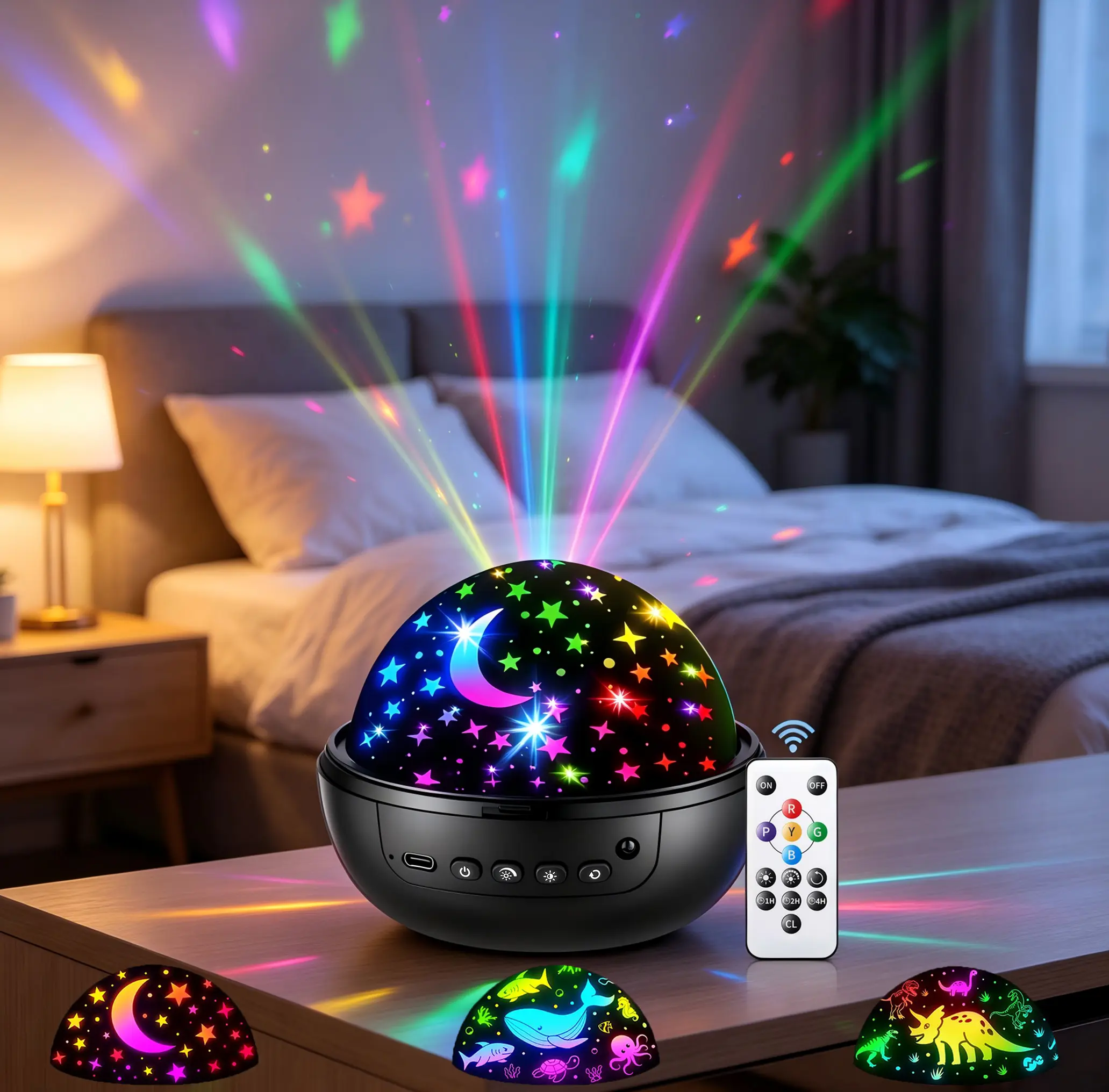 ISUNMEA Night Light for Kids,93 Lighting+3 Films Kids Night Light Projector for Boys Age 3-5, Remote+Dimmable Star Projector, Children's Night Lights in Dinosaur, Starry Sky, Ocean Designs 360° Ceiling Stars for Boys Girls Bedroom Decoration
