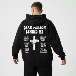 Men's religious scripture quotes & cross design Graphic Hoodie - Cotton Blend Long Sleeve Pullover Regular Fit | Soft & Breathable Fabric, Durable Print, Everyday Comfort, Machine Washable, urban minimalistic indoor urban setting