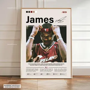 LeBron James Poster, James Cavaliers, Framed NBA Basketball Print, Basketball Legend Decor, Sports Artwork, LeBron Wall Art, LeBron James
