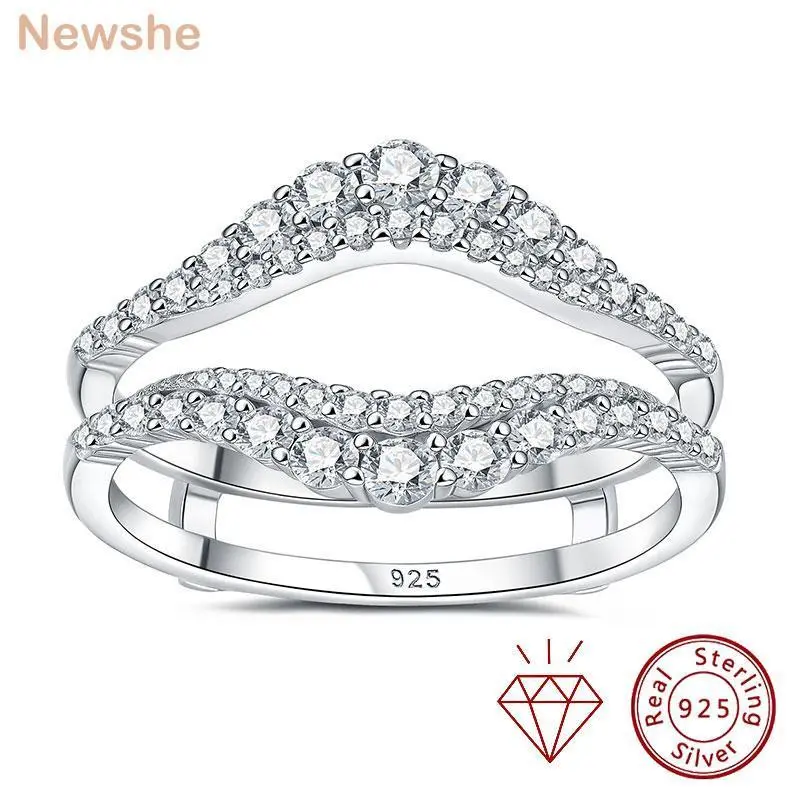 Newshe Certified Moissanite 925 Sterling Silver Ring Enhancer for Women Engagement Wedding Band Size 5-10