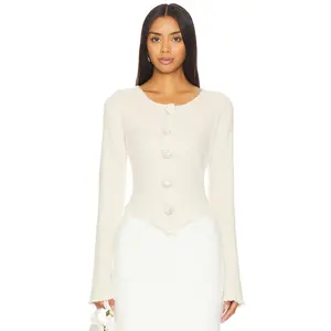 Bubish Rosette Knit Cardigan in Oatmeal