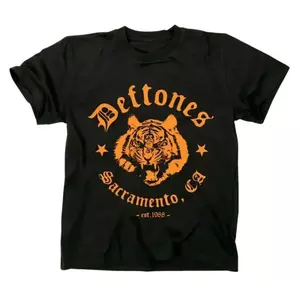 Deftones Tiger Graphic T-Shirt, Unisex Casual Loose Fit 100% Cotton Short Sleeve Crew Neck Rock Band Top for Concerts