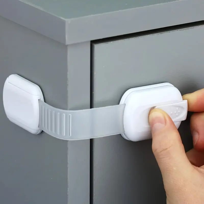 10-Piece Child Safety Lock Set, Childproofing Adhesive-Free Easy Installation Adjustable Latches for Drawers, Refrigerator, Washing Machine, Cabinets, Ovens, Trash Cans