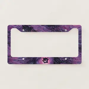 Gengar License Plate Frame Ghost Car Accessories Van Gogh Starry Night Style Purple Impasto Oil Painting Auto Decor Gift