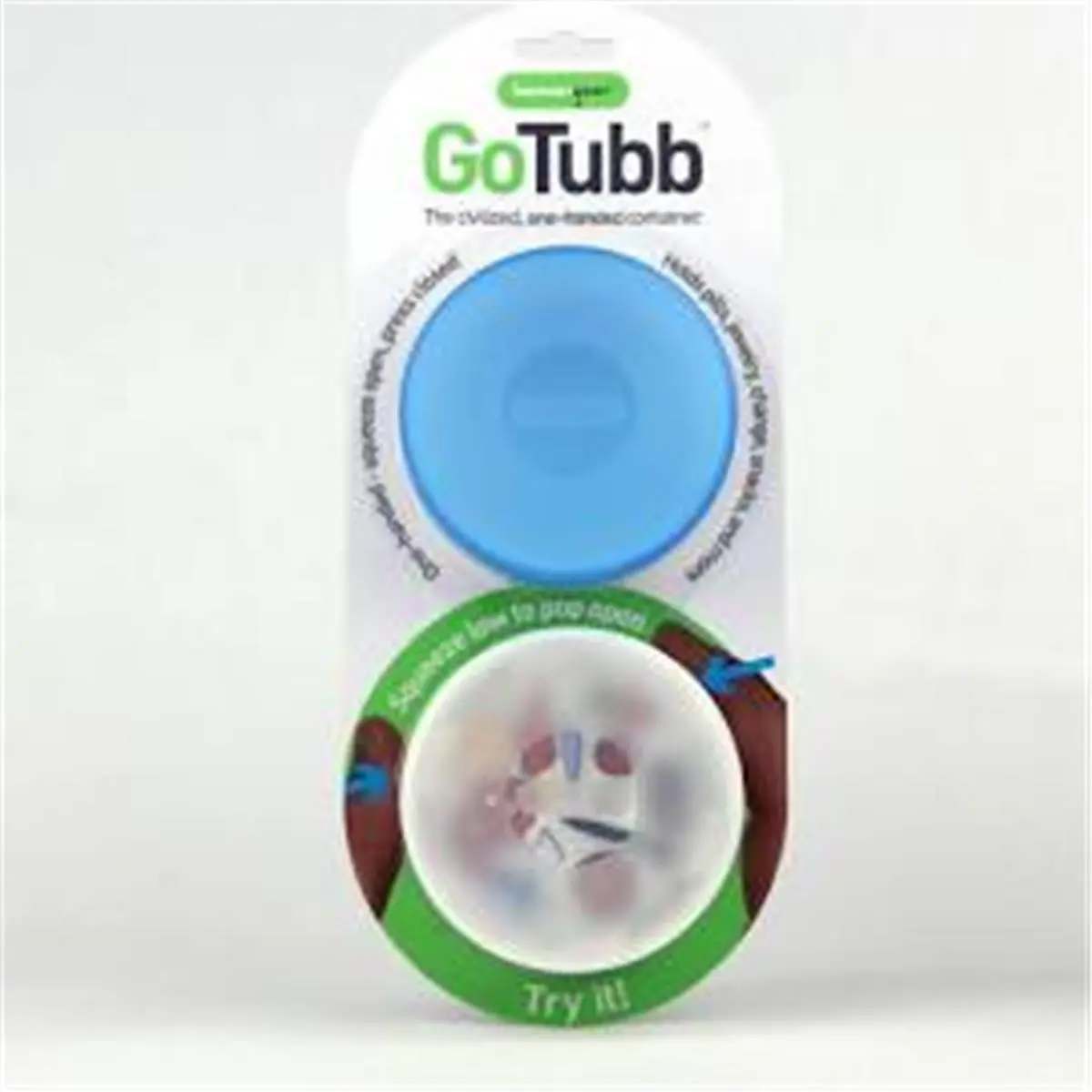 212 MAIN Humangear 340508 Large Gotubb Portable Kitchen Storage Canisters with Lid, 1-Hand Operation Jars, Transparent & Blue, Pack of 2
