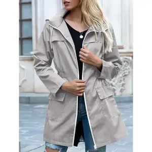Women's Rain Coat Waterproof Lightweight Wind Coat Women's Raincoat with Hood Storage Jackets Tops