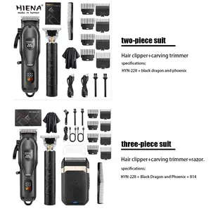 Three/two-piece men's electric hair clipper plus razor, USB charging, with LED display, 7000 rpm, family haircut and salon, men's gift, Rechargeable Clippers