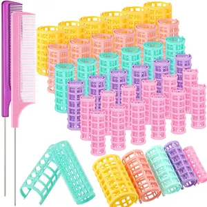 38Pieces Plastic Hair Roller 5 Sizes Curlers Self Grip No Heat Rollers with 2 Pieces Steel Pintail Combs for Short Long Hair Salon Barber Hairdressing Styling Tools(Bright Colors) fathersdaygiftideas