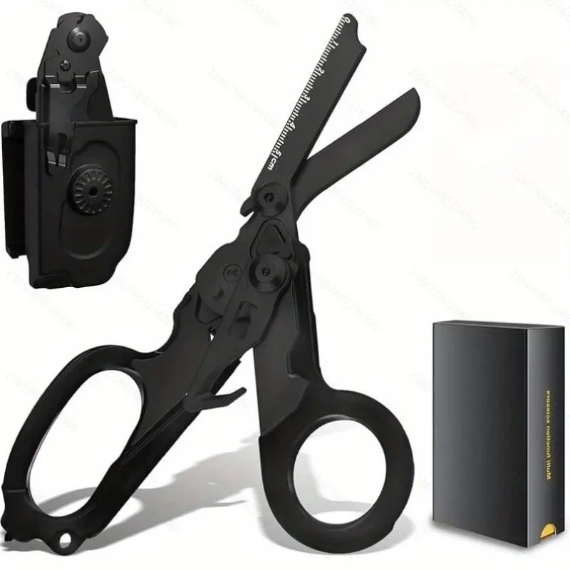 Foldable Trauma Shears with Holster, 1pc Emergency-Response Scissors for Nurses, Tactical Multi-Tool EMT Shears with Gift Box, Heavy Duty Scissors, Cutting Tool