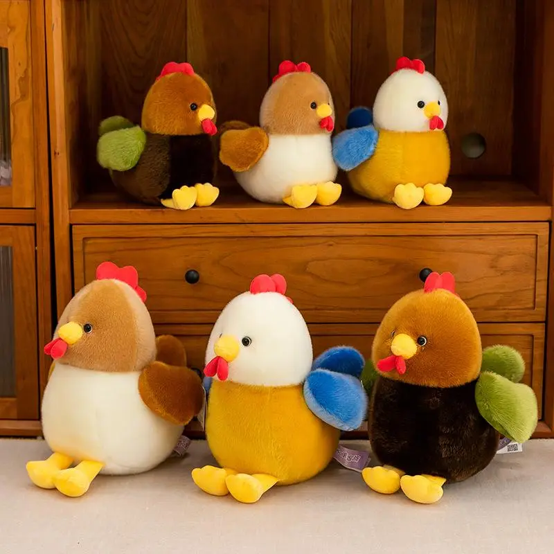 Cute Fluffy Chicken Plush Stuffed Animal, Soft Adorable Rooster Hen Plush Toy, Kawaii Farm Chicken Doll Home Tabletop Decor, Kids Birthday Party Favor Holiday Decorative Plush Gift for Boys Girls #K8U