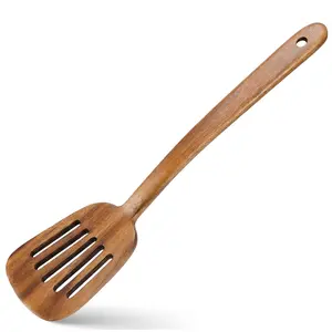 Wooden Grooved Spatula for Non-Stick Cookware, Cooking Kitchen Utensil, Wooden Spatula for Cooking, Durable Wood Spatula