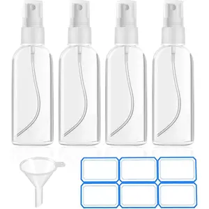 4 Pack 1 Oz (30ml) Mini  Bottles Clear Travel Size  Bottles Leak Proof with Funnels and Labels