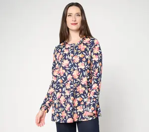 Denim & Co. Petite Printed Heavenly Jersey Swing Tunic