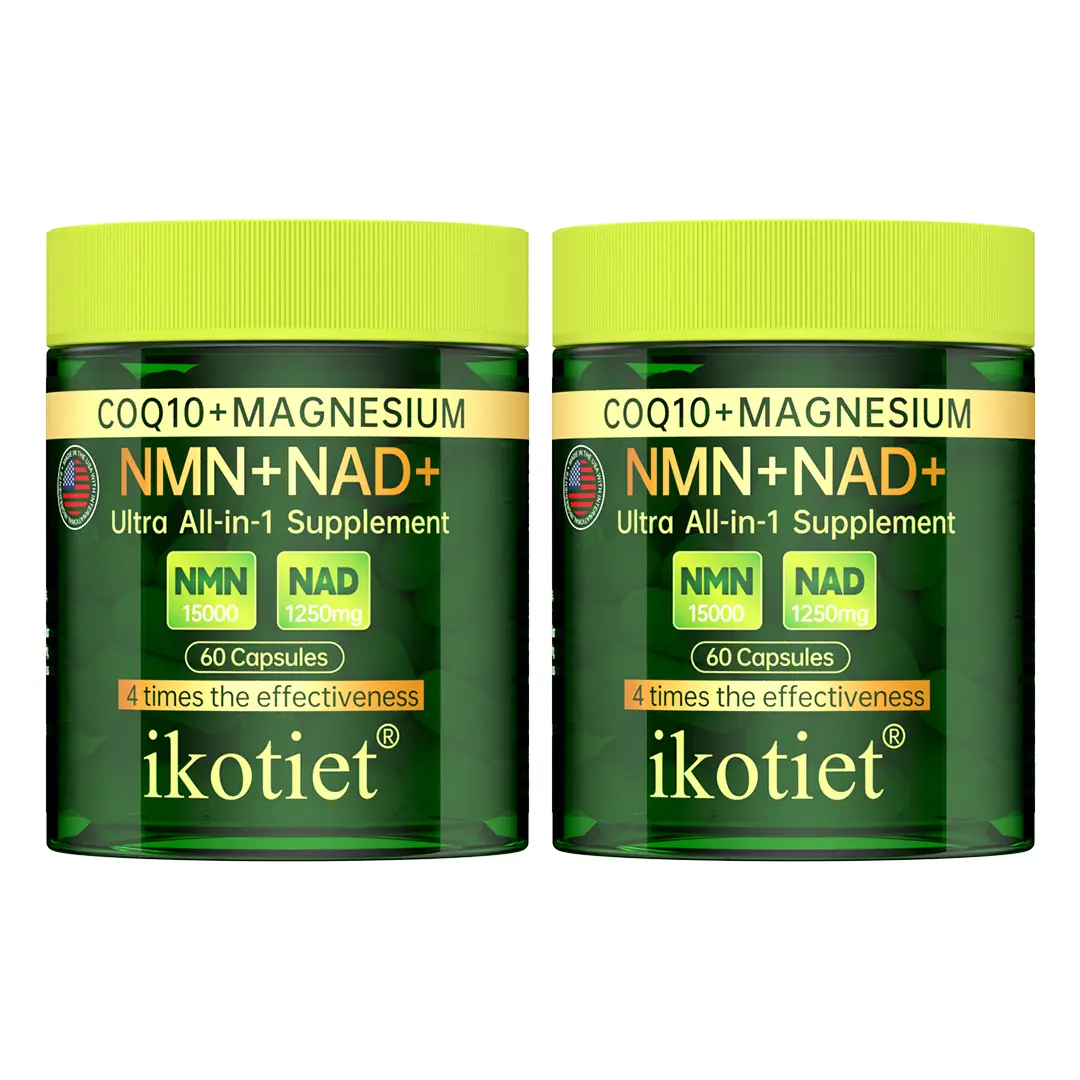 IKOTIET NMN+NAD+CoQ10 All-in-1 15,000mg Pure NAD Supplement - Healthcare, Heavy Metal Safe, Lactose Free - High-Dose NMN Calcium AKG Vitamin for Energy, DNA Repair, Anti-Aging - 60-120 Edible Dietary Capsules + Free Trial Pack
