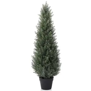3FT Artificial Cedar Topiary Trees for Outdoors Potted Fake Cypress Trees Faux Evergreen Plants for Home Porch Decor Set of 1