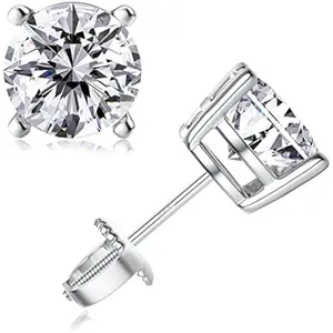 Milacolato Hypoallergenic Synthetic Moissanite Post Stud Earrings - Brilliant Cut Round Stones, Screw Back, 0.6ct-3.0ct Unisex Daily Wear Earrings Set summerwins