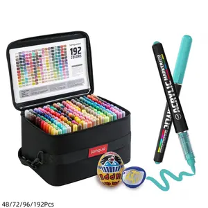Acrylic Markers Pro Set,Ink Upgrade Color overlay ability,Intelligent ink system,Soft Tip 1-5mm,for painting on a wide range of materials For Glass, Ceramics, Plastics, Wood, Stone, Fabric,Black paper, etc, Art Supplies