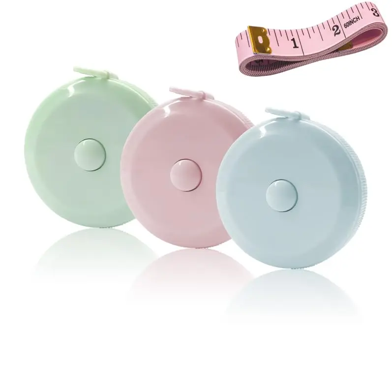 3-Pack 60-Inch Retractable Measuring Tape, Double-Sided Inch & CM Tape Measure for Sewing, Tailoring, Fabric, Knitting & Crafts
