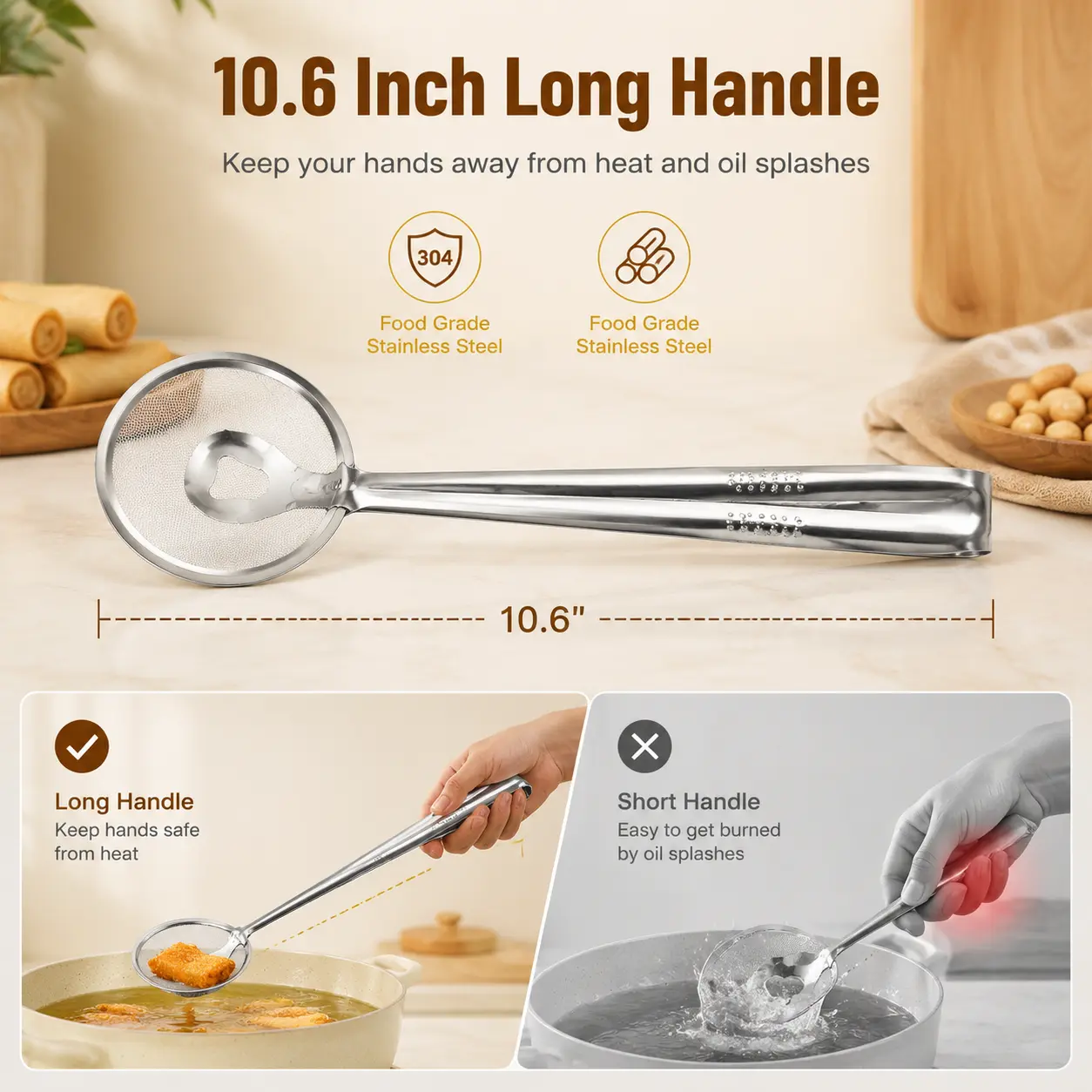 2-in-1 kitchen food strainer tongs