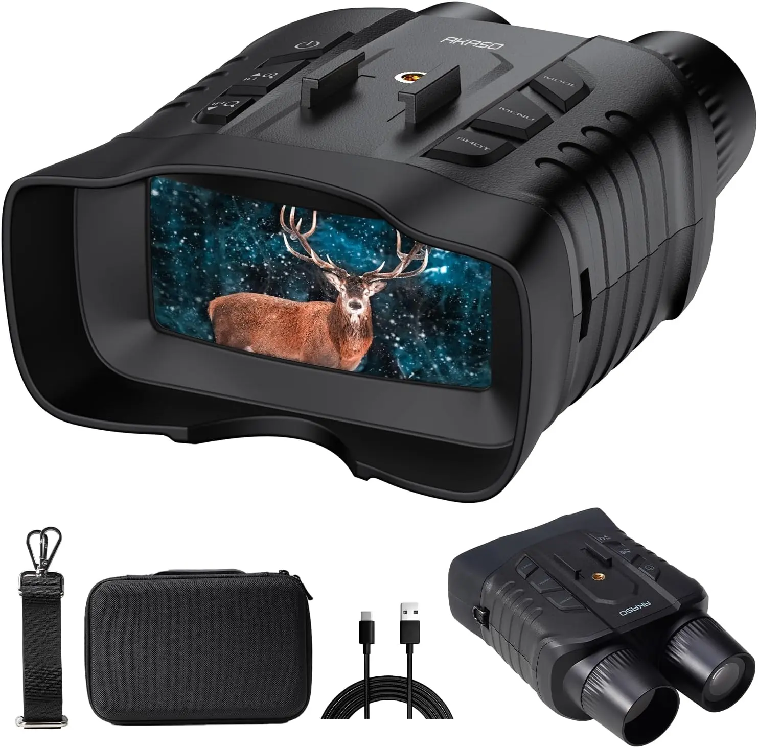AKASO Seemor Night Vision Goggles,3280FT AI Full-Color 4K Night Vision Binoculars for Adults,16X Digital Zoom NVG Supports WiFi and App,2 Replaceable Batteries for Camping Hunting & Security, stargazing, Birthday Gift