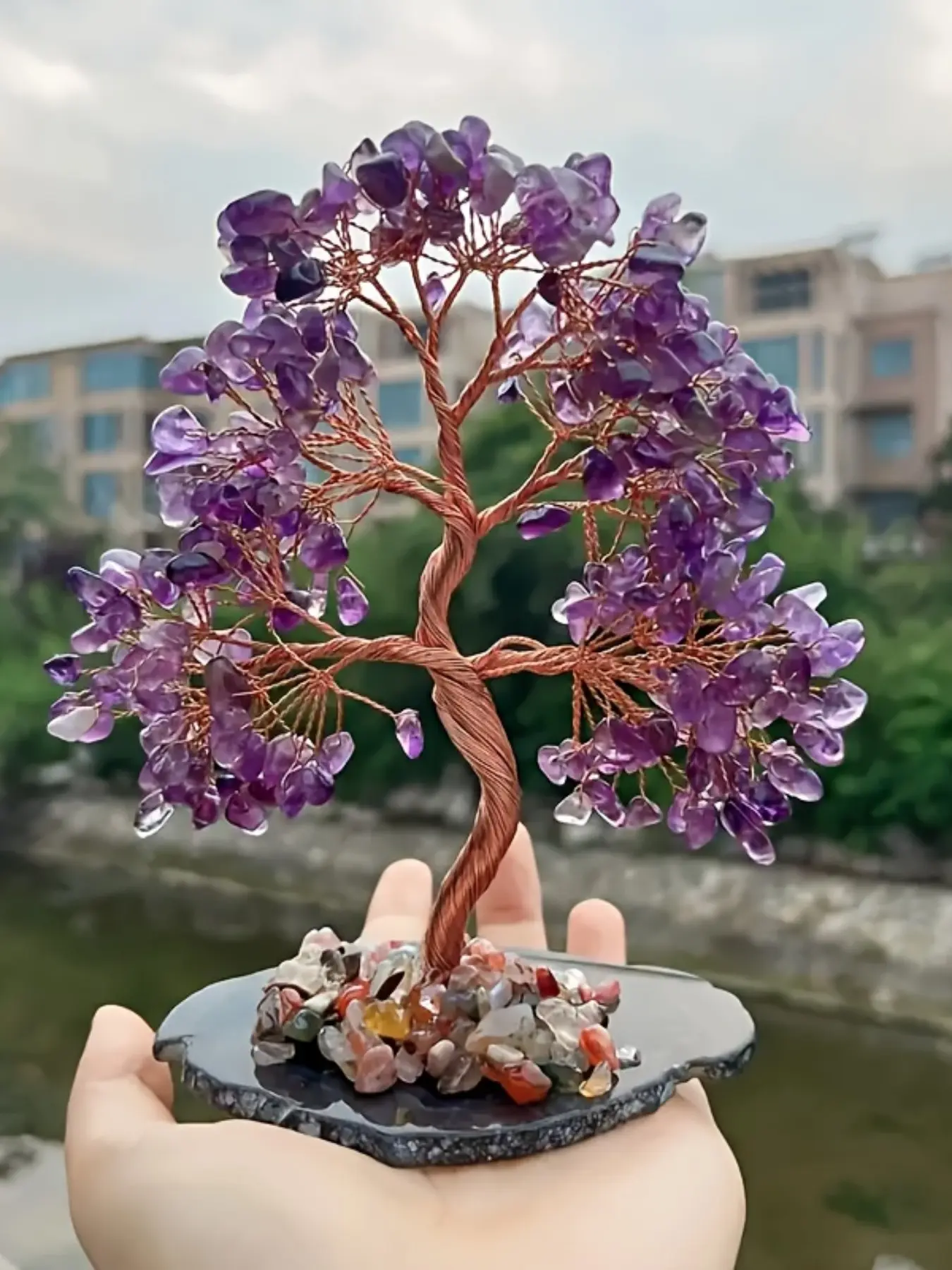 Natural Amethyst Crystal Tree Decoration, Elegant Home Office Decor, Bar Cabinet Ornament, Natural Stone Decor, Holiday Surprise Gift, Crystal Decorative Ornaments, Natural Crystals