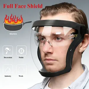 Transparent Visor - Adjustable Full-Face Protective Shield - Durable Plastic Safety Mask - Heat & Impact Resistant for Work, Kitchen, and Outdoor Use with Easy Drawstring Closure