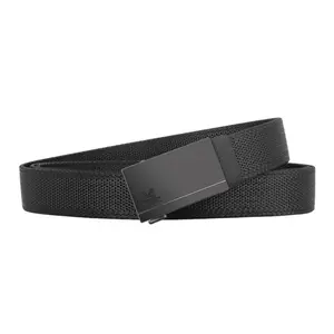 Black Stretch Tactical Belt for Men, Military Work Rigger Hiking Elastic Nylon Web Ratchet Quick Release Belt with Slide Buckle for Jeans, No Holes Adjustable Trim to Fit,1 piece