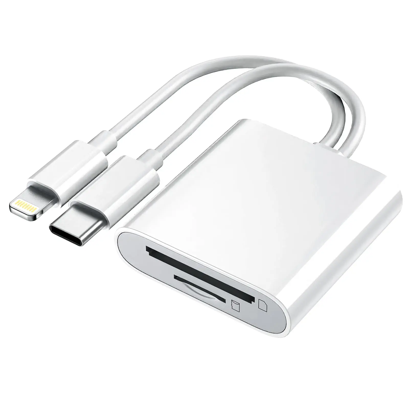 Camera card reader, adapter, SD card reader, compatible with iPhone, Android system/camera, dual-port SD card adapter, 2-in-1 USB-C storage SD card reader, equipped with MicroSD/SD dual card slots, USB-C camera card reader adapter, plug and play.