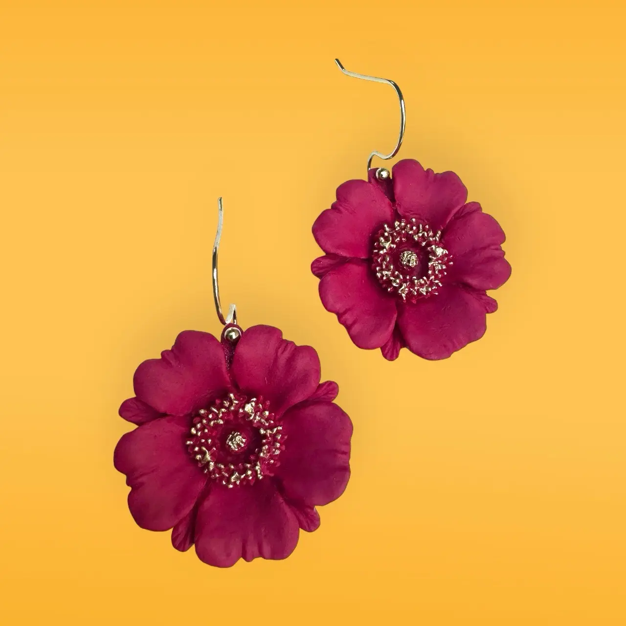 Burgundy Poppy Dangles