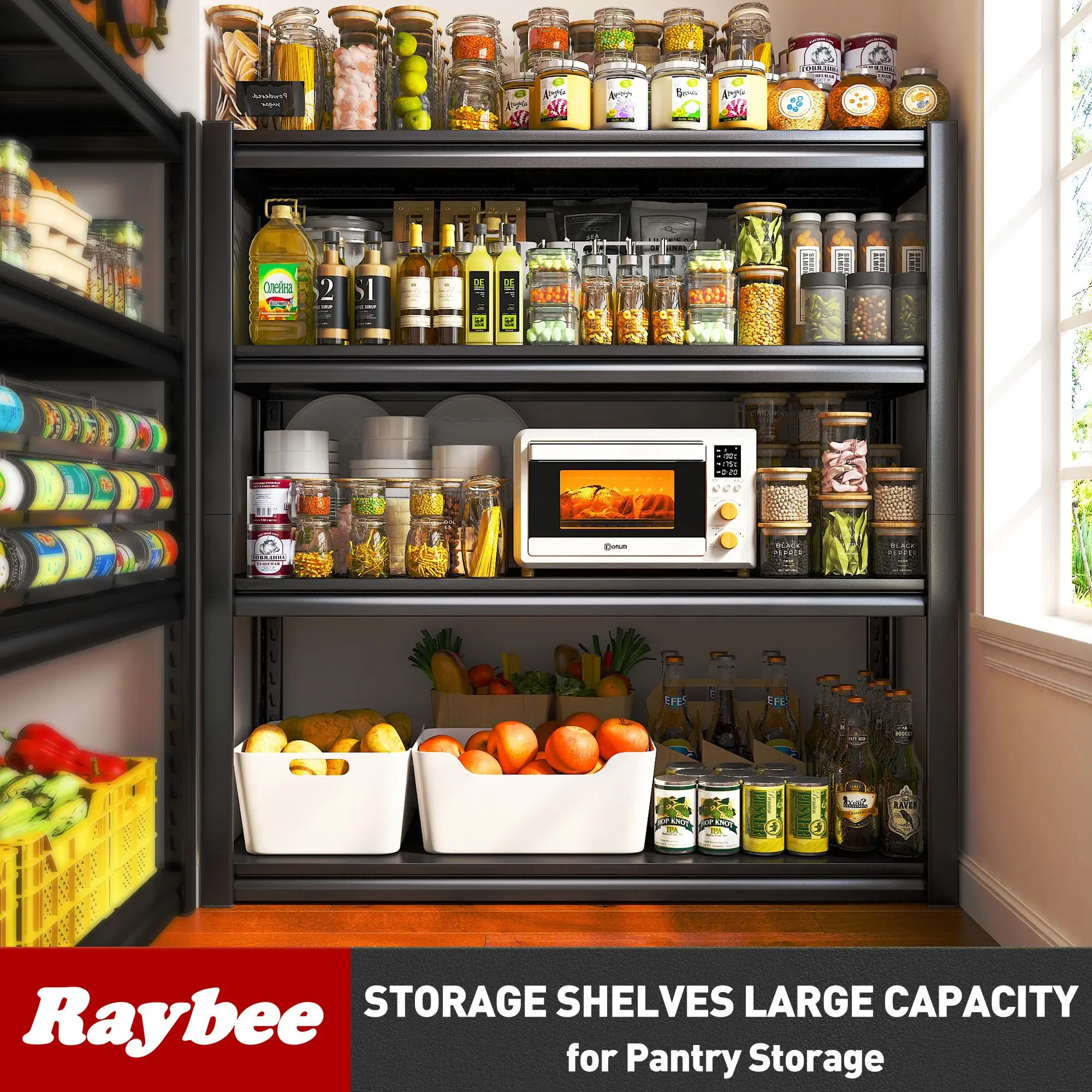 Raybee Furniture 4-6 Tier Heavy Duty Storage Shelves, Adjustable Metal Garage Shelving Units&Storage Shelf, for Pantry Closet Kitchen Garage Organization