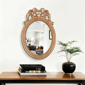 Small retro oval mirror, antique decorative mirror for desks and walls,9X13.5 Large， makeup mirror for makeup wall decoration, bronze color