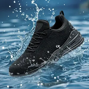 Lightweight Lace-up Chef Work Shoes | Non-slip Waterproof Oil Resistant Breathable Mesh | Unisex Black for Cleaning Services All Season