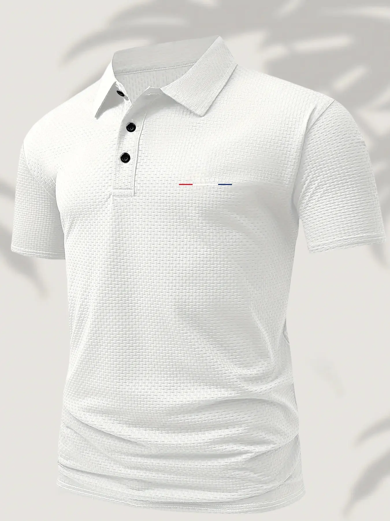 Men's London Print Jacquard Polo Shirt, Casual Short Sleeve Turn-Down Collar, Summer Fashion Breathable Embroidered Top Gift
