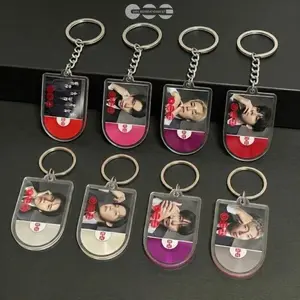 Arirang Vinyl Record Acrylic Keychain - Double-Sided Purple Heart Keyring - K-Pop World Tour 2026 Concert Outfit Accessory - Aesthetic Purple Fan Gift