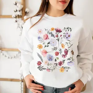 Cute Flower Sweatshirt, Pressed Flower Sweatshirt, Floral Nature Sweatshirt, Botanical Floral Sweater, Flower Lover Hoodie, Flower Hoodie Unisex Hoodie, Cozy Sweater