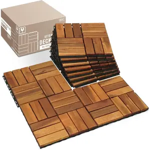 Interlocking Deck Tiles - 12"x12" Indoor & Outdoor Flooring Tiles for Balcony, Backyard & Poolside, Weather &  -  ( - Crossed , 10 count - 10 Square Ft)