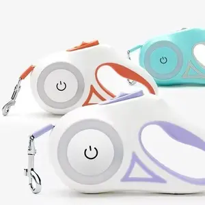 Retractable Dog Leash with LED Flashlight for Pet Walking - Automatic Control for Small to Large Dogs up to 110 Lbs