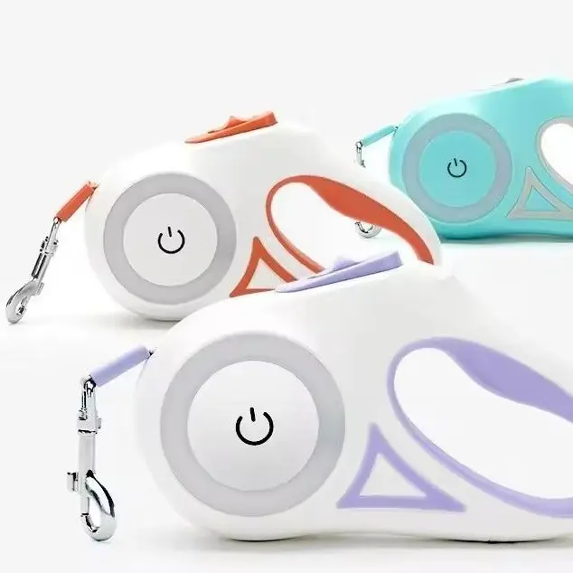 Retractable Dog Leash with LED Flashlight for Pet Walking - Automatic Control for Small to Large Dogs up to 110 Lbs