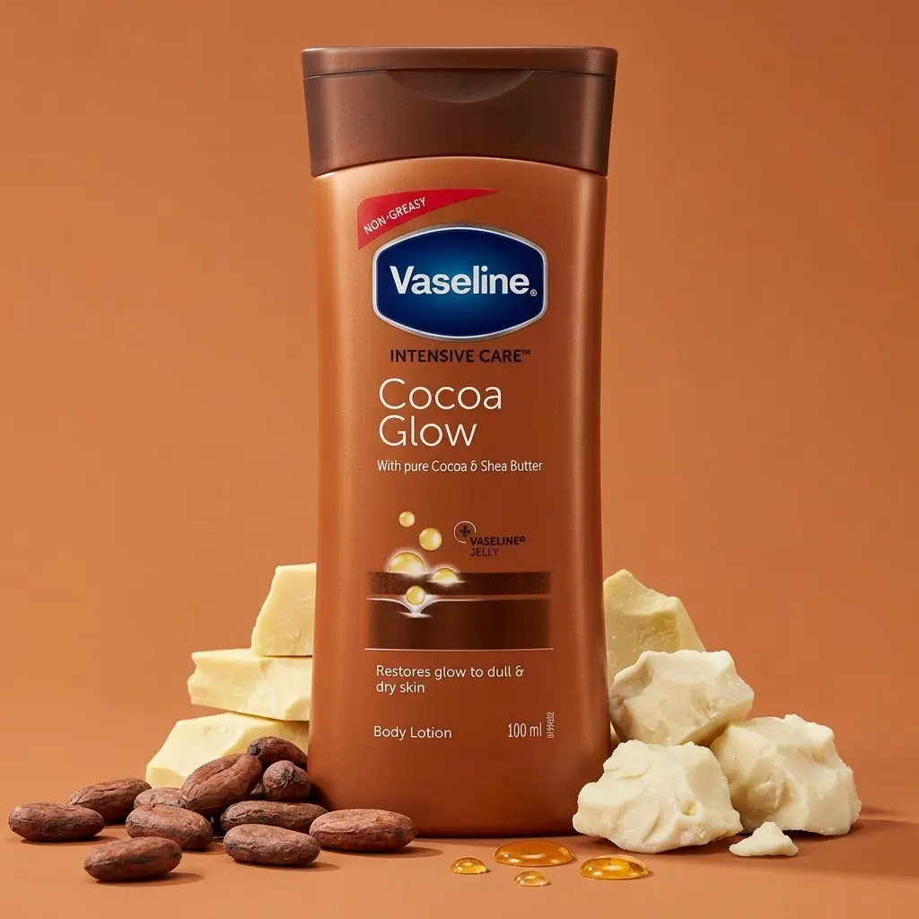 Vaseline Intensive Care Cocoa Glow Lotion (100ml / 3.4oz) Non-Greasy Body Moisturizer with Pure Cocoa & Shea Butter