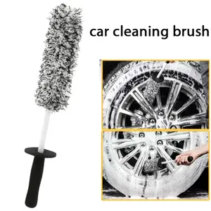Portable Car Tire Rim Cleaning Brush, Ergonomic Handle, Microfiber Wheel Brush, Efficient Auto Detailing, Tire Care Accessories, Car Washing Tool, Wheel Cleaner Brush