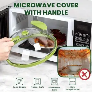 Microwave Splatter Cover with Water Steamer, 10 inch Clear Microwave Plate Cover Lid for Food, Kitchen Gadgets Accessories for Microwave Oven