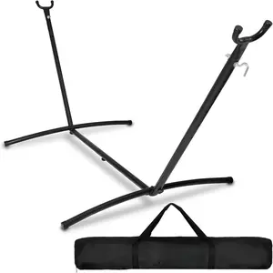 Portable 9FT Hammock Stand, Heavy Duty 2 Person 620 LBS Capacity Steel Hammock Frame with Portable Carrying Case, Adjustable 6 Optional Hook Positions, Weather Resistant Black