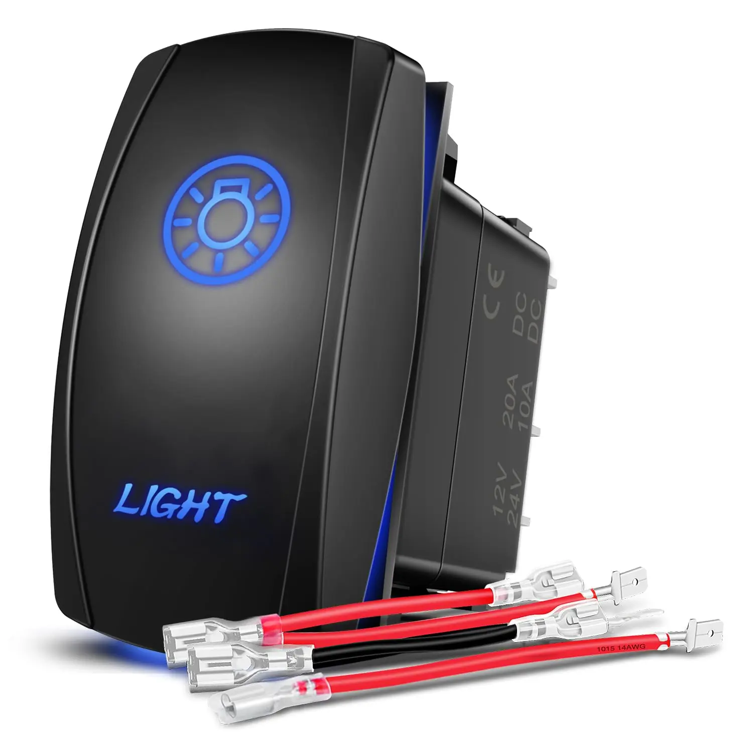 Nilight 5-Pin SPST Laser LED Rocker Switch Car Accessory, 20A/12V 10A/24V Blue, with Jumper Wires Set for Cars, Trucks, RVs, ATV, Boat, Yacht Taillights, Car Accessories, Led Light Bar
