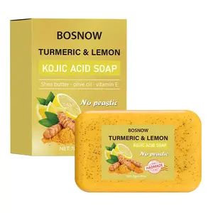【Ten pack is cheaper】BOSNOW Turmeric & Lemon Kojic Acid Soap Natural Ingredients for Skin Brightening and Tone Even Daily Care Suitable for All Skin Types