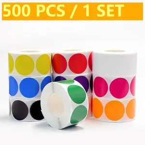 500pcs Round Dot Adhesive Stickers, 1 Inch Color Coded Labels, 10 Colors Circular Price Stickers, Ideal for Office Classroom Use, Office Supplies