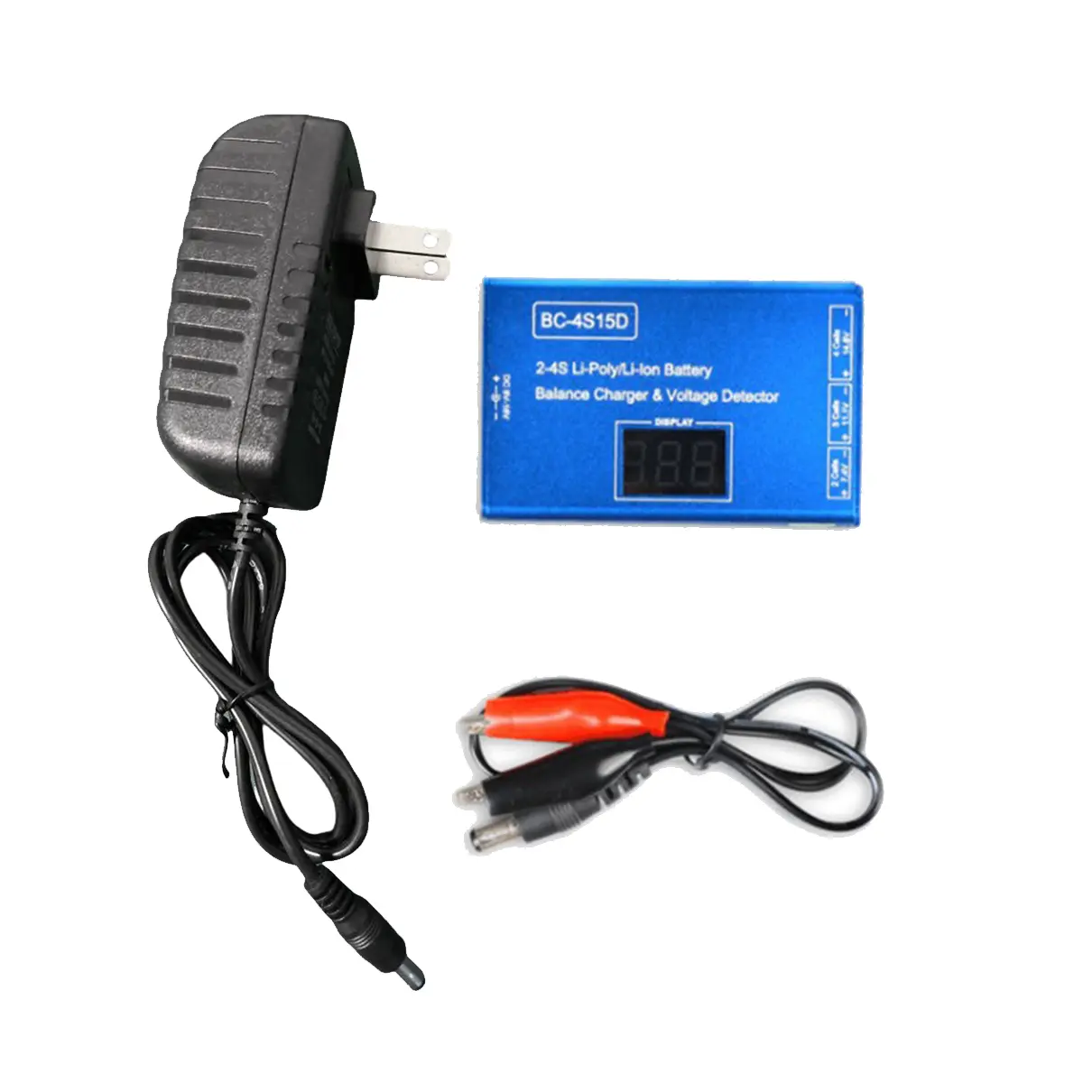 BC-4S15D Metal Lipo/Li-Ion Balance Charger with Automatic Repair Function, Ultra-High Charging Accuracy, LCD Digital Display, Voltage Detector & Display Function for RC Battery (US Plug)