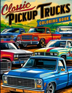 Classic Pickup Trucks Coloring Book: A Collection of Vintage Cars and Historic Automobiles Colouring Pages for Adults and Teens